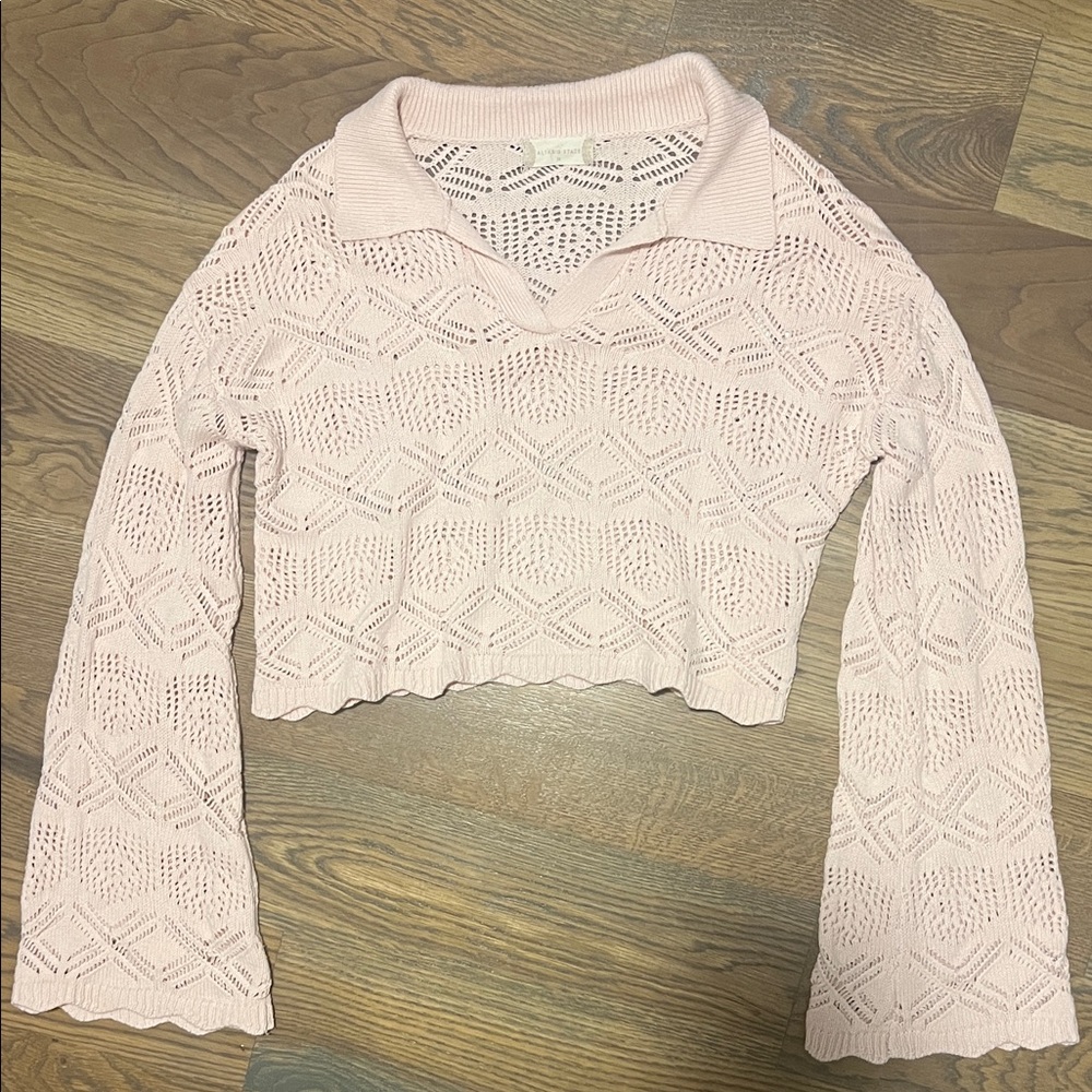 Altar'd State Pink Knit Cropped Top
